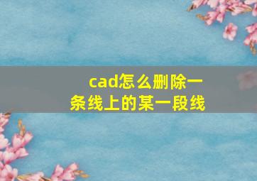 cad怎么删除一条线上的某一段线