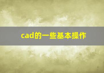 cad的一些基本操作