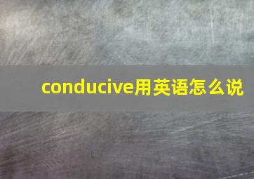 conducive用英语怎么说