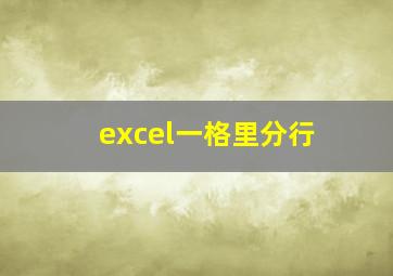 excel一格里分行