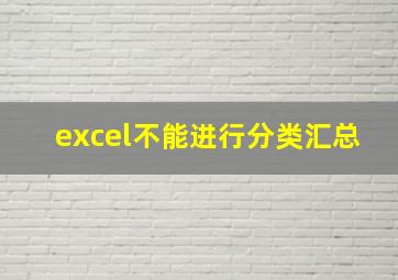 excel不能进行分类汇总