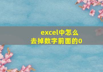 excel中怎么去掉数字前面的0