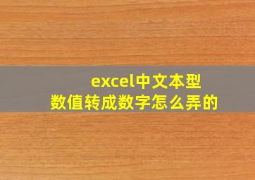 excel中文本型数值转成数字怎么弄的