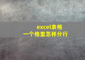 excel表格一个格里怎样分行