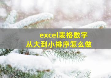 excel表格数字从大到小排序怎么做