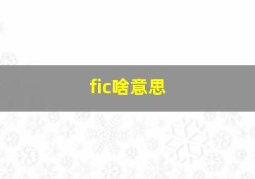 fic啥意思