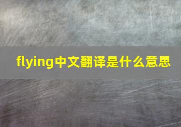 flying中文翻译是什么意思