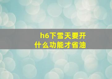 h6下雪天要开什么功能才省油