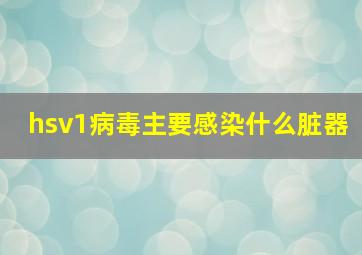 hsv1病毒主要感染什么脏器