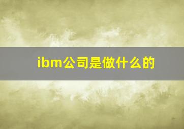 ibm公司是做什么的