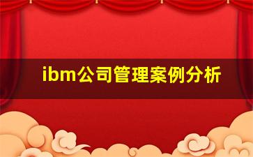 ibm公司管理案例分析