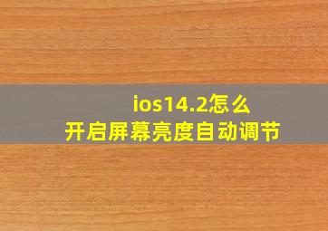 ios14.2怎么开启屏幕亮度自动调节