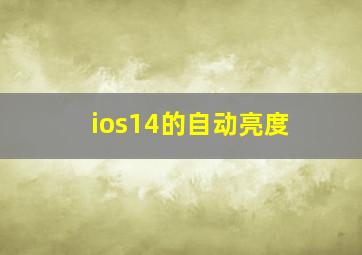 ios14的自动亮度