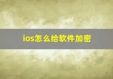 ios怎么给软件加密