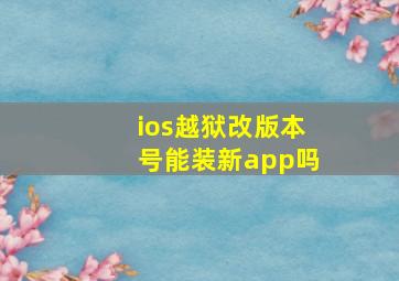 ios越狱改版本号能装新app吗