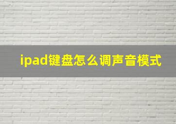 ipad键盘怎么调声音模式