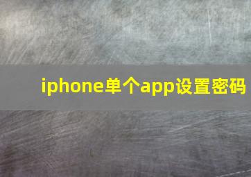 iphone单个app设置密码