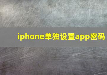 iphone单独设置app密码