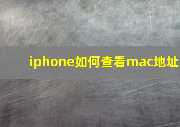 iphone如何查看mac地址