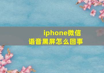 iphone微信语音黑屏怎么回事