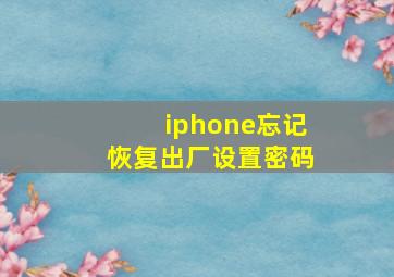 iphone忘记恢复出厂设置密码