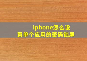 iphone怎么设置单个应用的密码锁屏