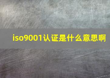 iso9001认证是什么意思啊