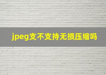 jpeg支不支持无损压缩吗