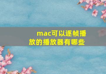 mac可以逐帧播放的播放器有哪些