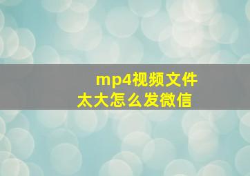 mp4视频文件太大怎么发微信