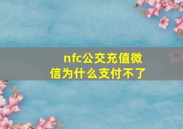 nfc公交充值微信为什么支付不了