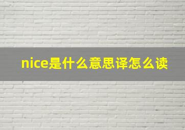 nice是什么意思译怎么读