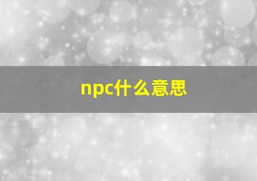 npc什么意思