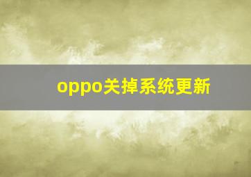 oppo关掉系统更新