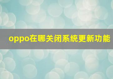 oppo在哪关闭系统更新功能