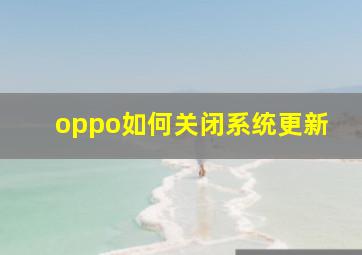 oppo如何关闭系统更新