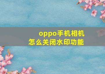 oppo手机相机怎么关闭水印功能