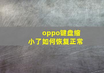 oppo键盘缩小了如何恢复正常