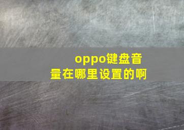 oppo键盘音量在哪里设置的啊