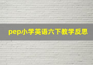 pep小学英语六下教学反思