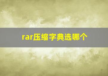 rar压缩字典选哪个