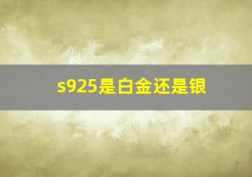 s925是白金还是银