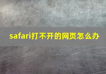 safari打不开的网页怎么办