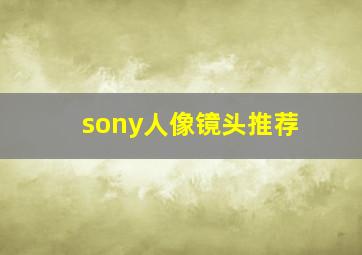 sony人像镜头推荐