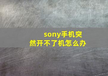 sony手机突然开不了机怎么办