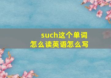 such这个单词怎么读英语怎么写