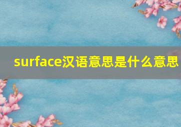 surface汉语意思是什么意思