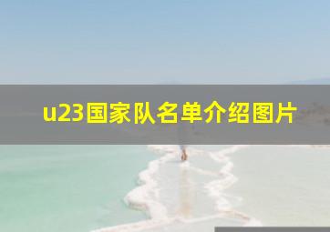 u23国家队名单介绍图片