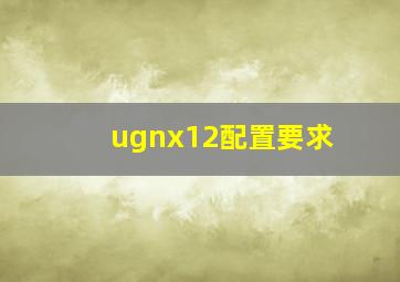 ugnx12配置要求