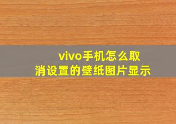 vivo手机怎么取消设置的壁纸图片显示